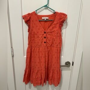 Loft Coral Eyelet dress